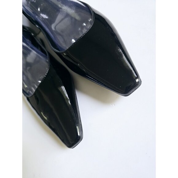 Massimo Dutti Patent Leather Black Ballet Flats Buckle Strappy Pointed Toe 39 8 - Picture 8 of 14